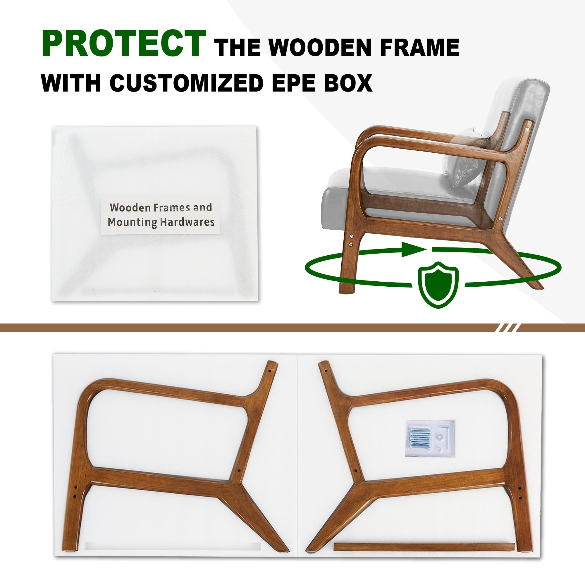 Fauteuil d'appoint moderne en cuir synthétique Glitzhome 30,75 po de hauteur, style milieu de siècle, avec coussin – 25,75 po de largeur x 33,75 po de profondeur x 30,75 po de hauteur