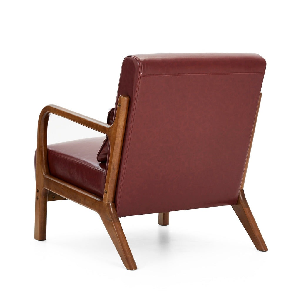 Fauteuil d'appoint moderne en cuir synthétique Glitzhome 30,75 po de hauteur, style milieu de siècle, avec coussin – 25,75 po de largeur x 33,75 po de profondeur x 30,75 po de hauteur