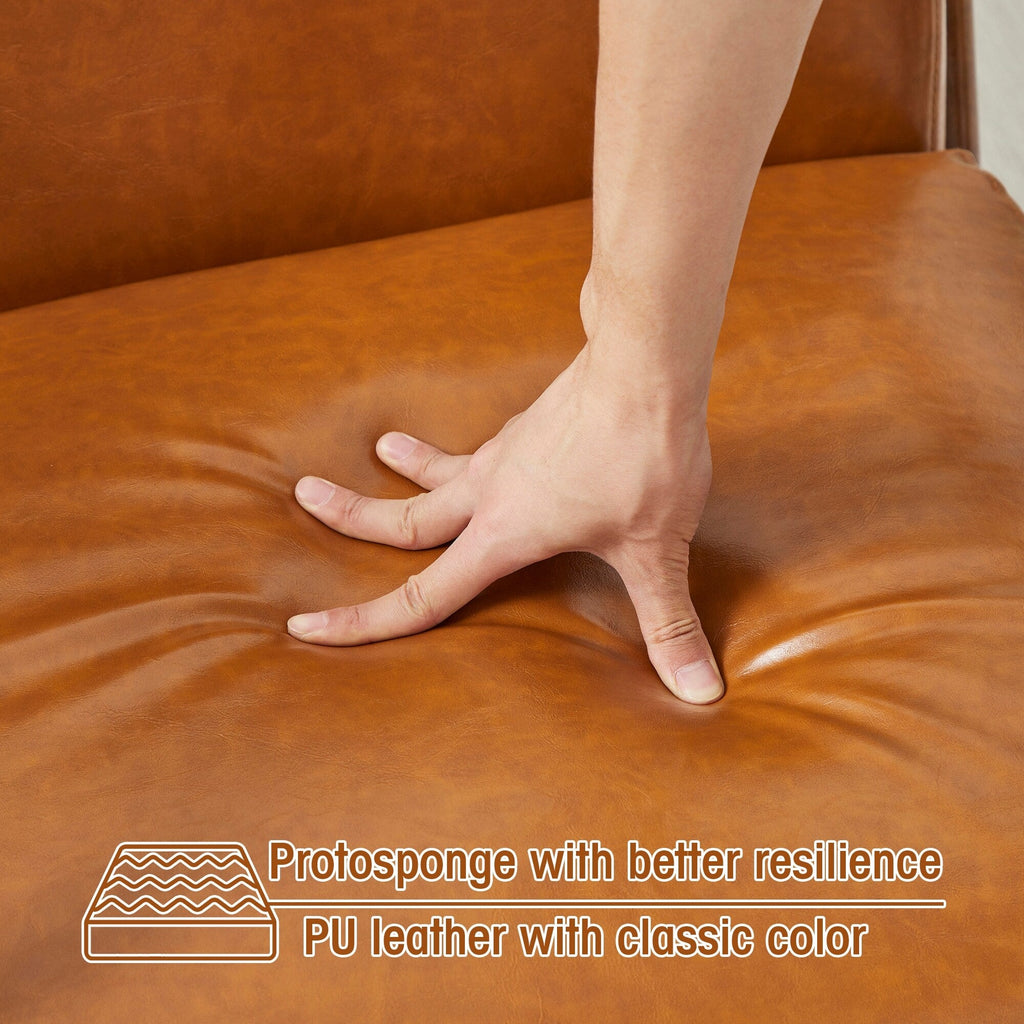 Fauteuil d'appoint moderne en cuir synthétique Glitzhome 30,75 po de hauteur, style milieu de siècle, avec coussin – 25,75 po de largeur x 33,75 po de profondeur x 30,75 po de hauteur