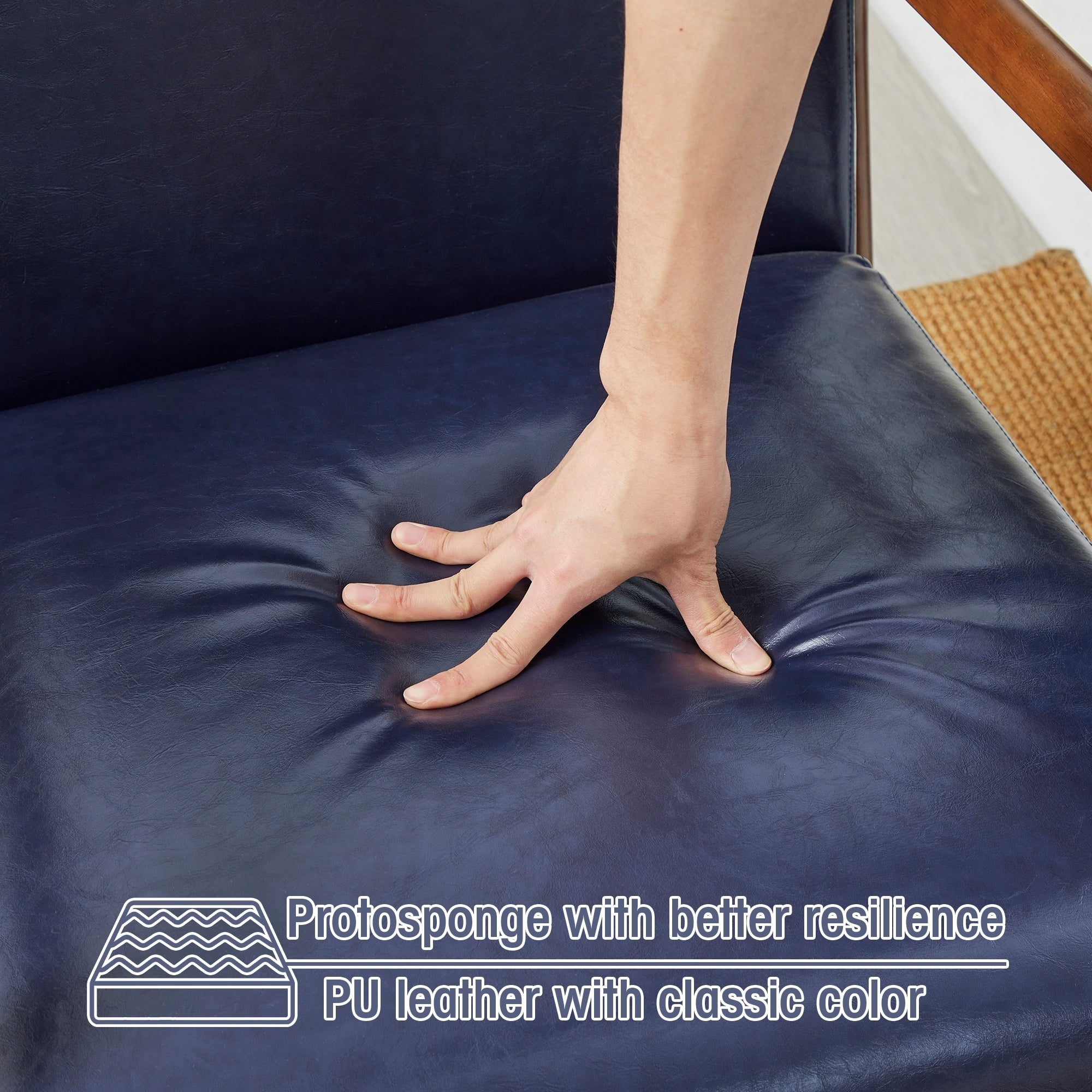 Fauteuil d'appoint moderne en cuir synthétique Glitzhome 30,75 po de hauteur, style milieu de siècle, avec coussin – 25,75 po de largeur x 33,75 po de profondeur x 30,75 po de hauteur