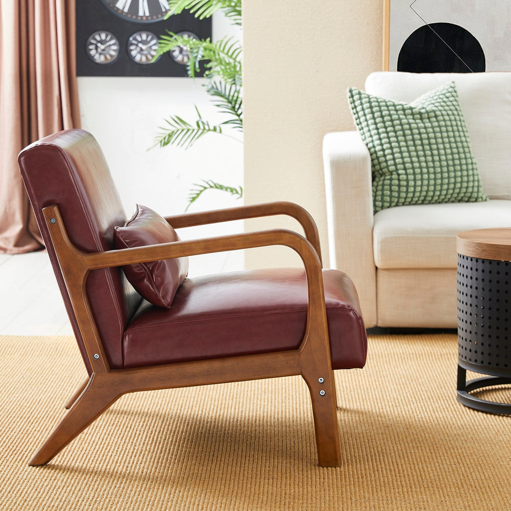 Fauteuil d'appoint moderne en cuir synthétique Glitzhome 30,75 po de hauteur, style milieu de siècle, avec coussin – 25,75 po de largeur x 33,75 po de profondeur x 30,75 po de hauteur