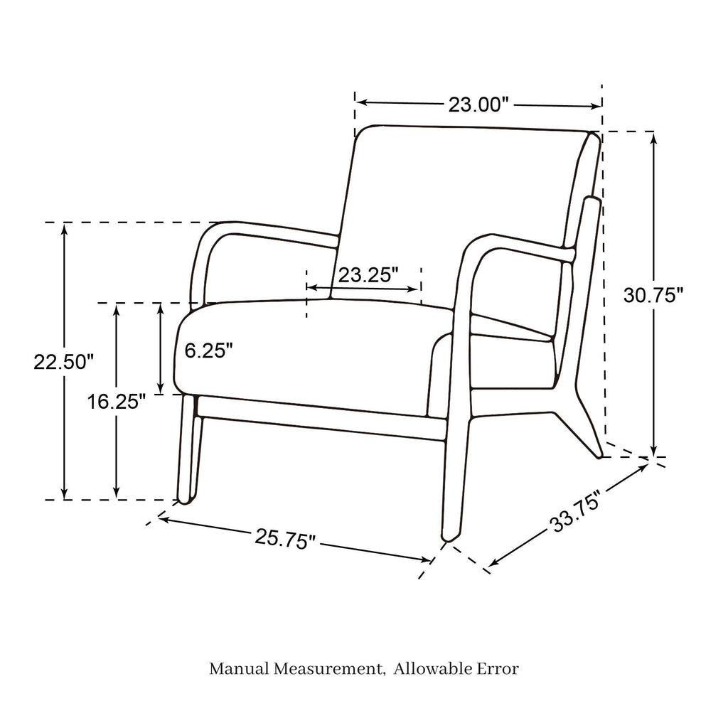 Fauteuil d'appoint moderne en cuir synthétique Glitzhome 30,75 po de hauteur, style milieu de siècle, avec coussin – 25,75 po de largeur x 33,75 po de profondeur x 30,75 po de hauteur