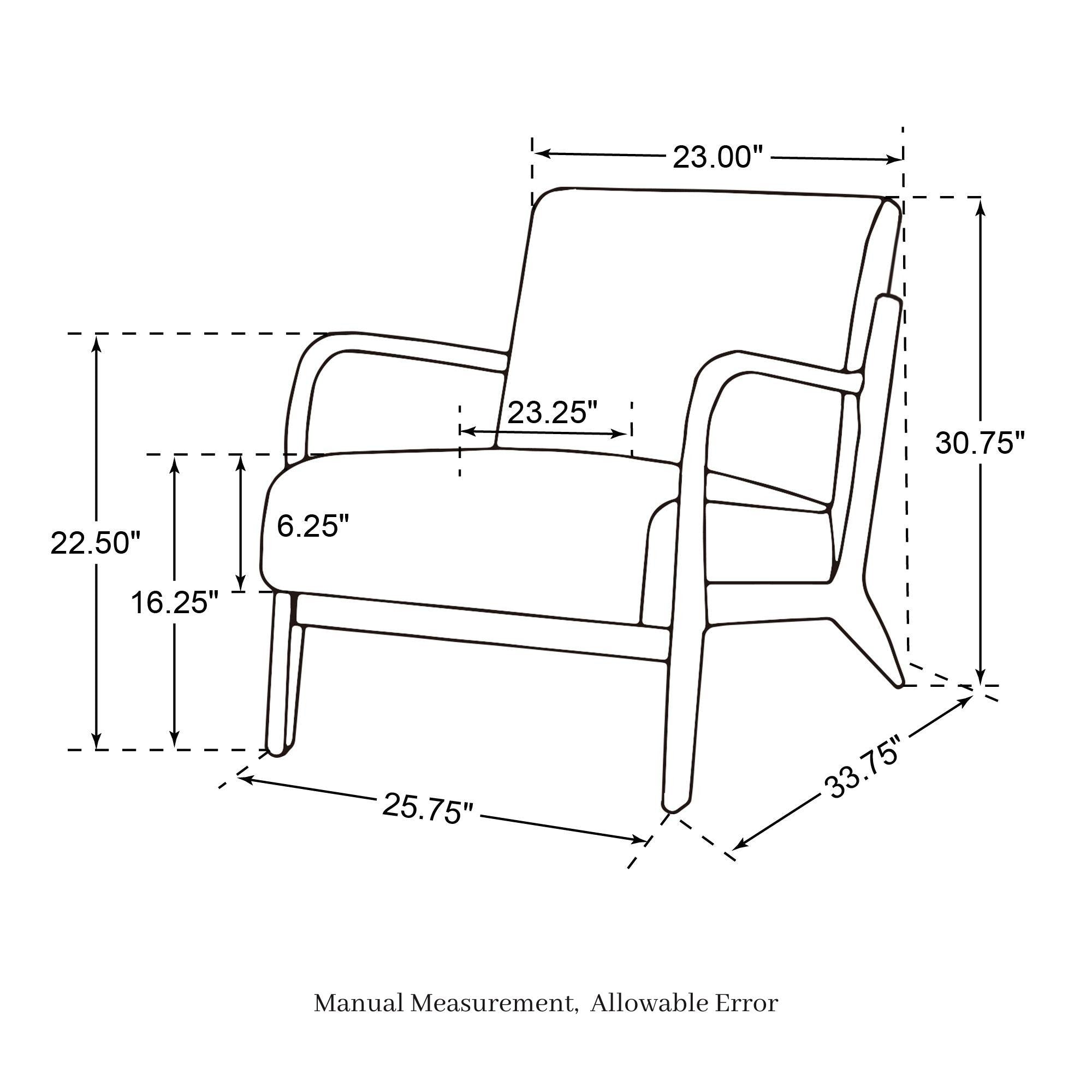 Fauteuil d'appoint moderne en cuir synthétique Glitzhome 30,75 po de hauteur, style milieu de siècle, avec coussin – 25,75 po de largeur x 33,75 po de profondeur x 30,75 po de hauteur