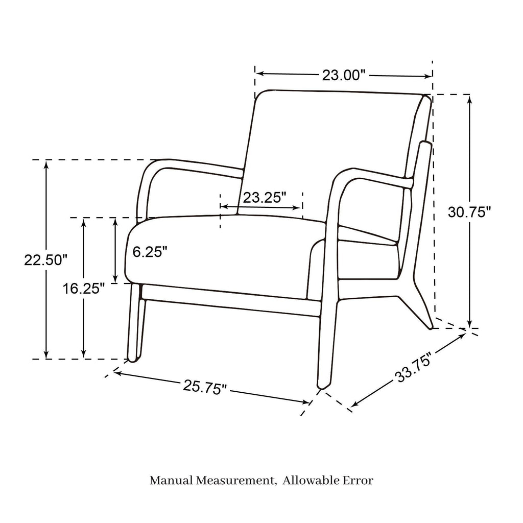 Fauteuil d'appoint moderne en cuir synthétique Glitzhome 30,75 po de hauteur, style milieu de siècle, avec coussin – 25,75 po de largeur x 33,75 po de profondeur x 30,75 po de hauteur