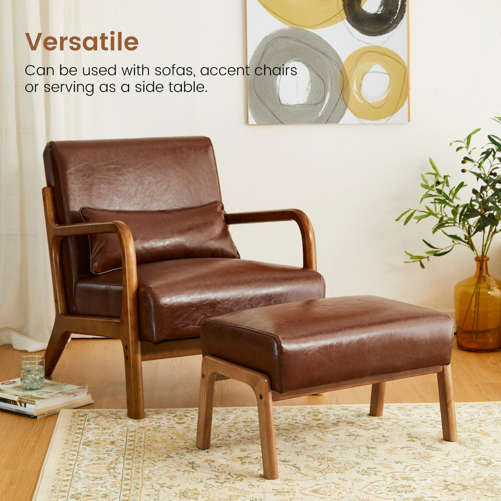 Fauteuil d'appoint moderne en cuir synthétique Glitzhome 30,75 po de hauteur, style milieu de siècle, avec coussin – 25,75 po de largeur x 33,75 po de profondeur x 30,75 po de hauteur