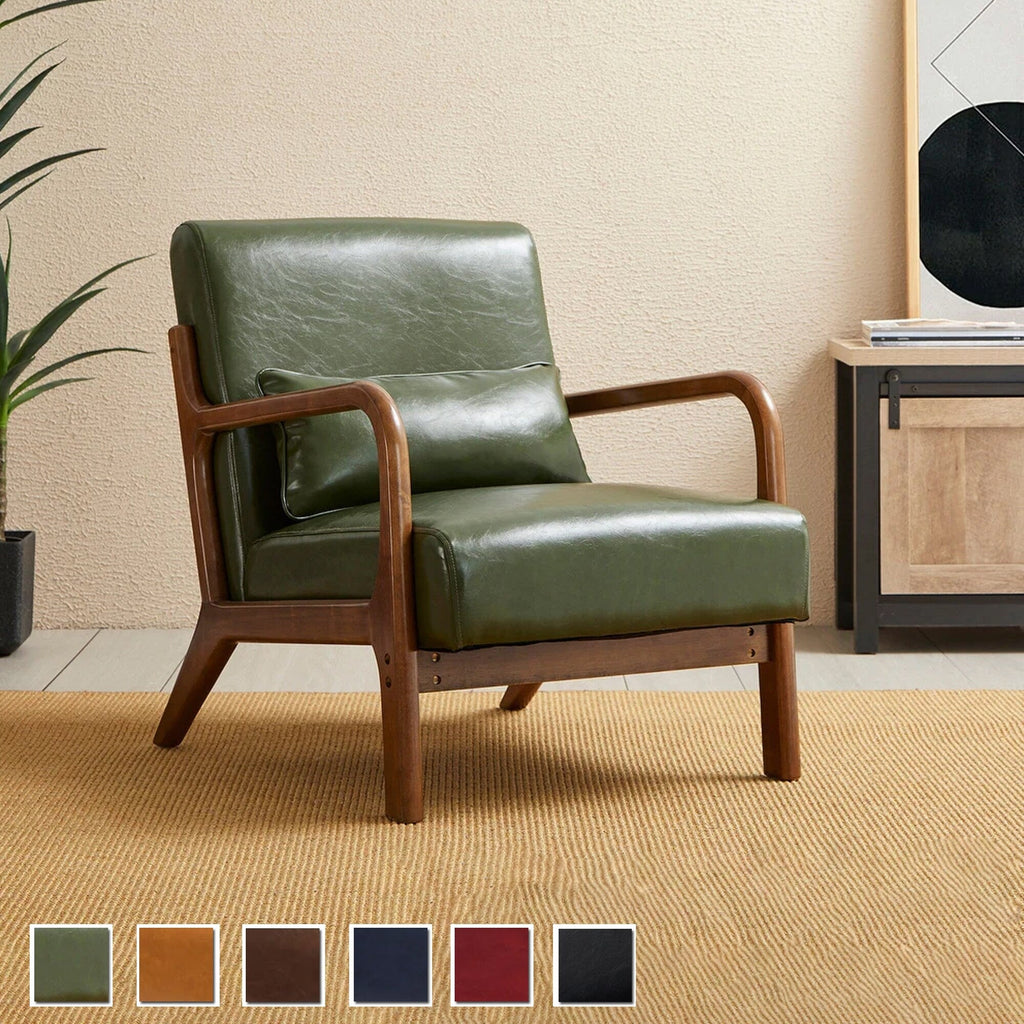 Fauteuil d'appoint moderne en cuir synthétique Glitzhome 30,75 po de hauteur, style milieu de siècle, avec coussin – 25,75 po de largeur x 33,75 po de profondeur x 30,75 po de hauteur