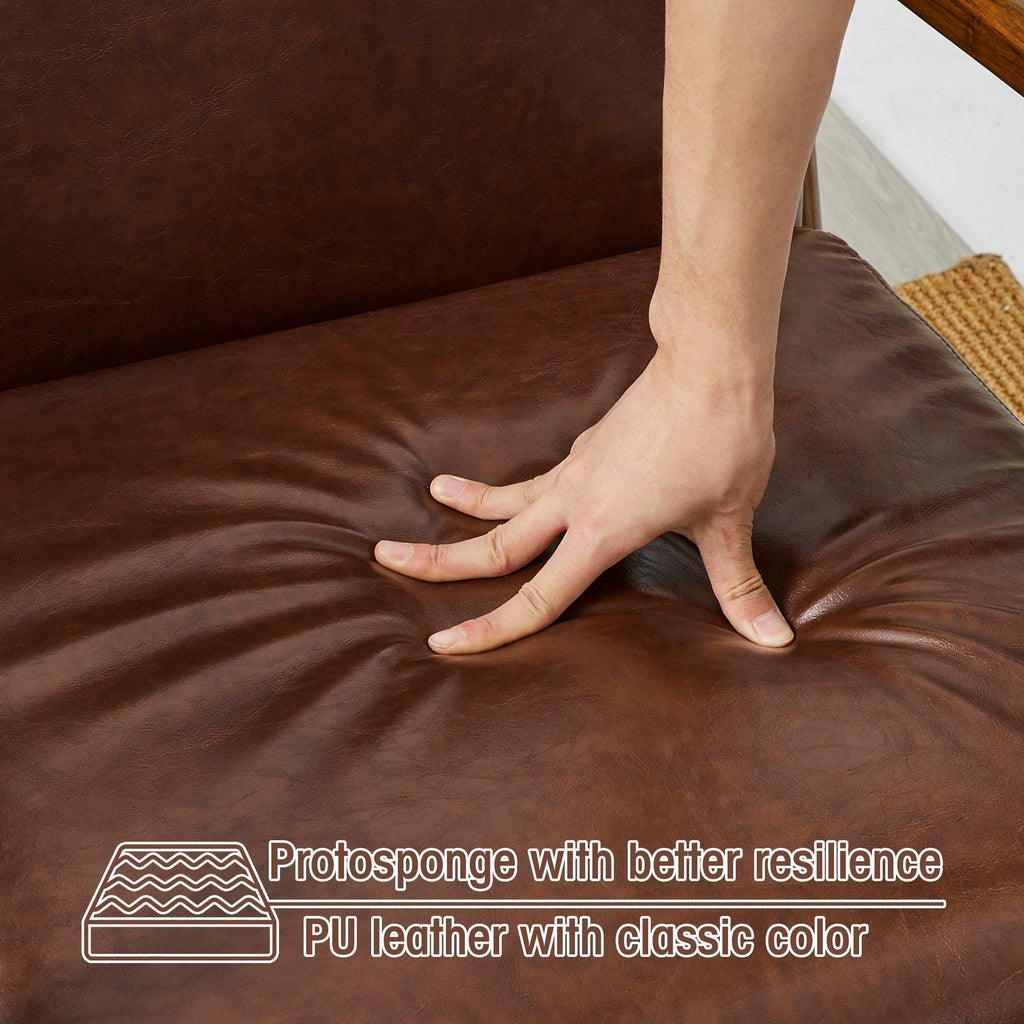 Fauteuil d'appoint moderne en cuir synthétique Glitzhome 30,75 po de hauteur, style milieu de siècle, avec coussin – 25,75 po de largeur x 33,75 po de profondeur x 30,75 po de hauteur