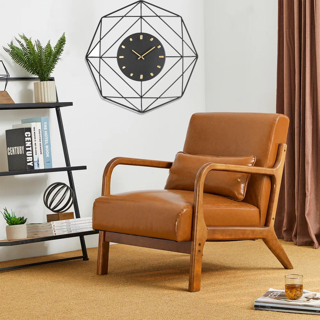 Fauteuil d'appoint moderne en cuir synthétique Glitzhome 30,75 po de hauteur, style milieu de siècle, avec coussin – 25,75 po de largeur x 33,75 po de profondeur x 30,75 po de hauteur