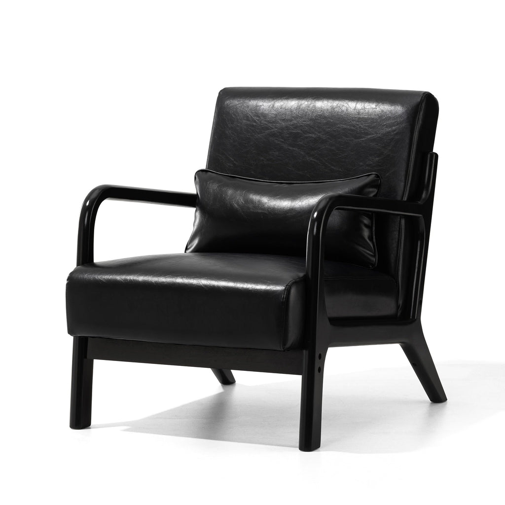 Fauteuil d'appoint moderne en cuir synthétique Glitzhome 30,75 po de hauteur, style milieu de siècle, avec coussin – 25,75 po de largeur x 33,75 po de profondeur x 30,75 po de hauteur