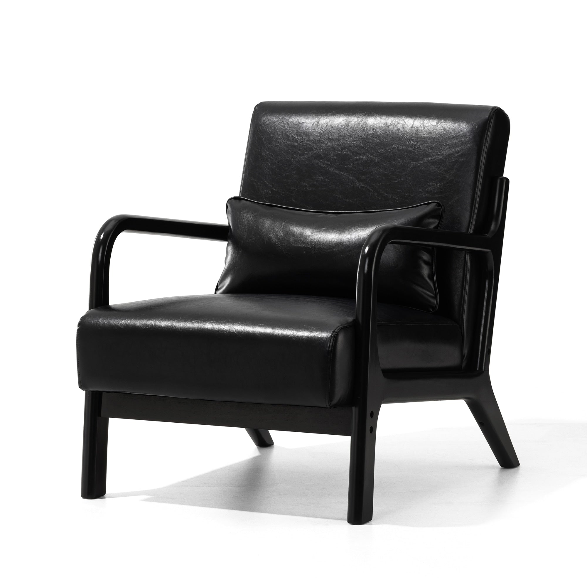 Fauteuil d'appoint moderne en cuir synthétique Glitzhome 30,75 po de hauteur, style milieu de siècle, avec coussin – 25,75 po de largeur x 33,75 po de profondeur x 30,75 po de hauteur
