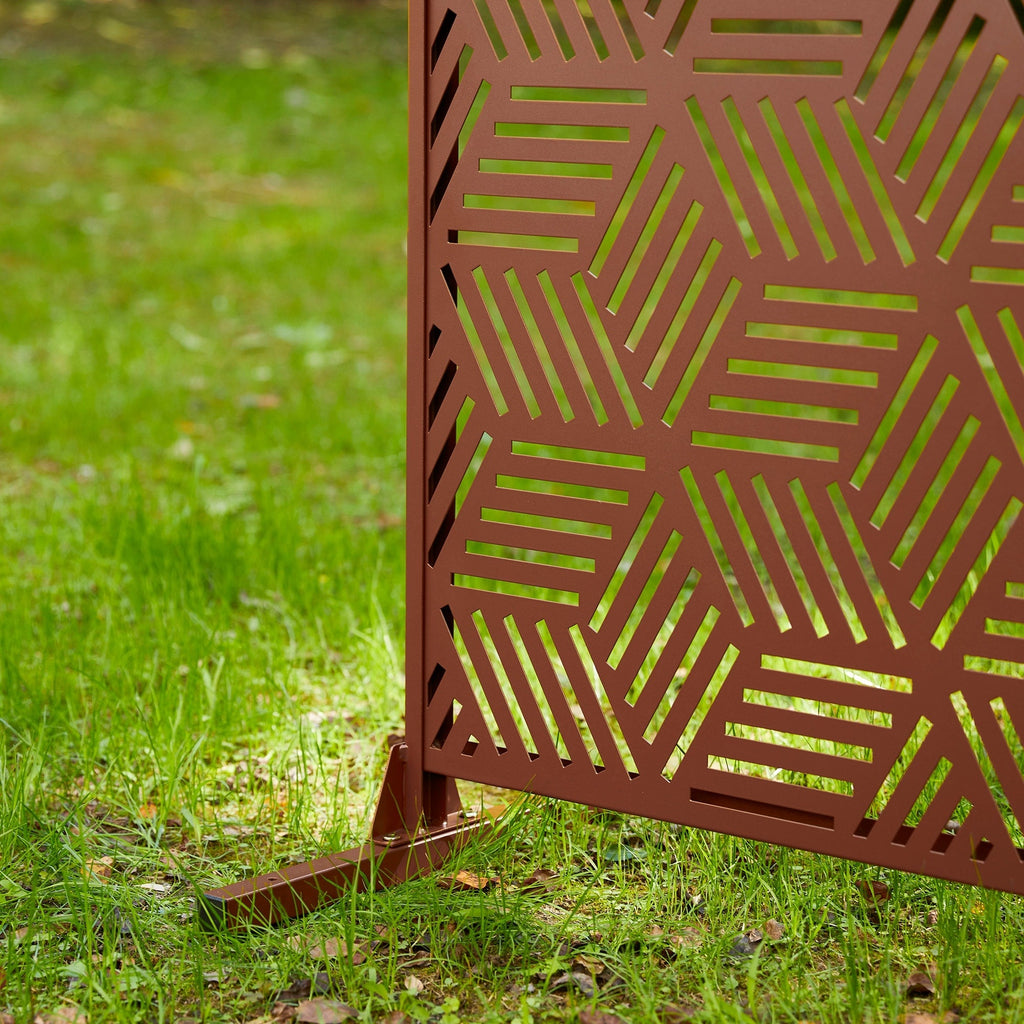 Paravent de confidentialité à 3 panneaux galvanisé à motifs floraux de 6 pieds de Glitzhome