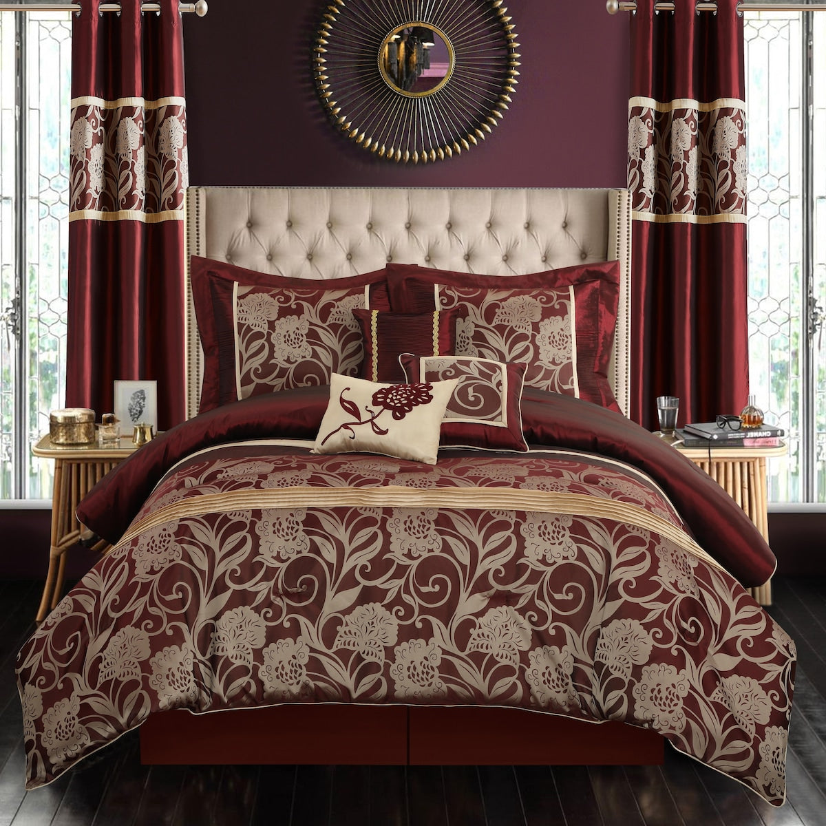 Ensemble de couette 9 pièces Nanshing Brie en jacquard floral