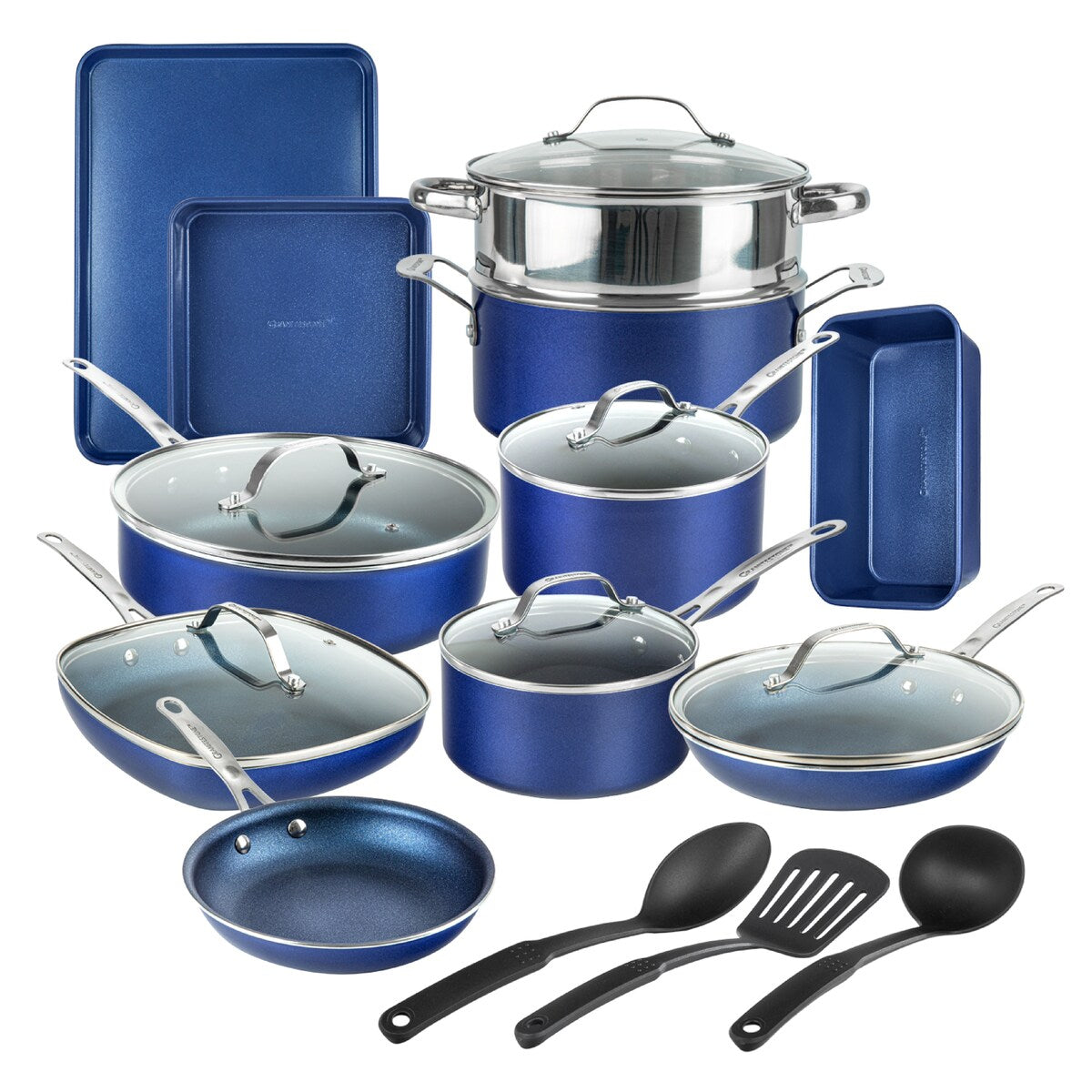 Batterie de cuisine antiadhésive Granitestone Blue 20 pièces