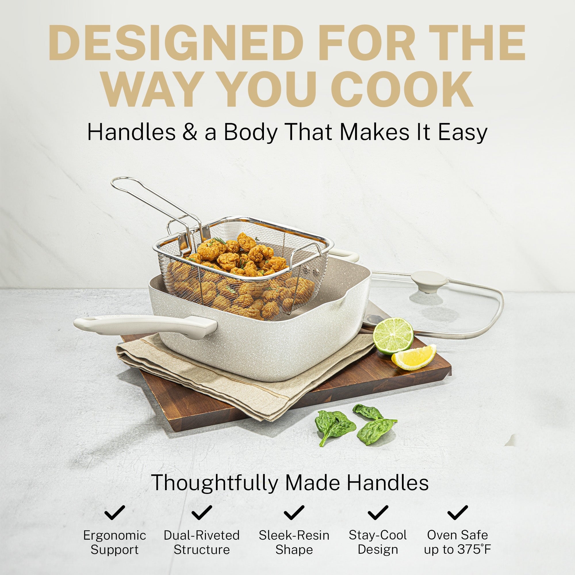 Ensemble de 20 ustensiles de cuisine et de pâtisserie antiadhésifs Granitestone Desert Cream