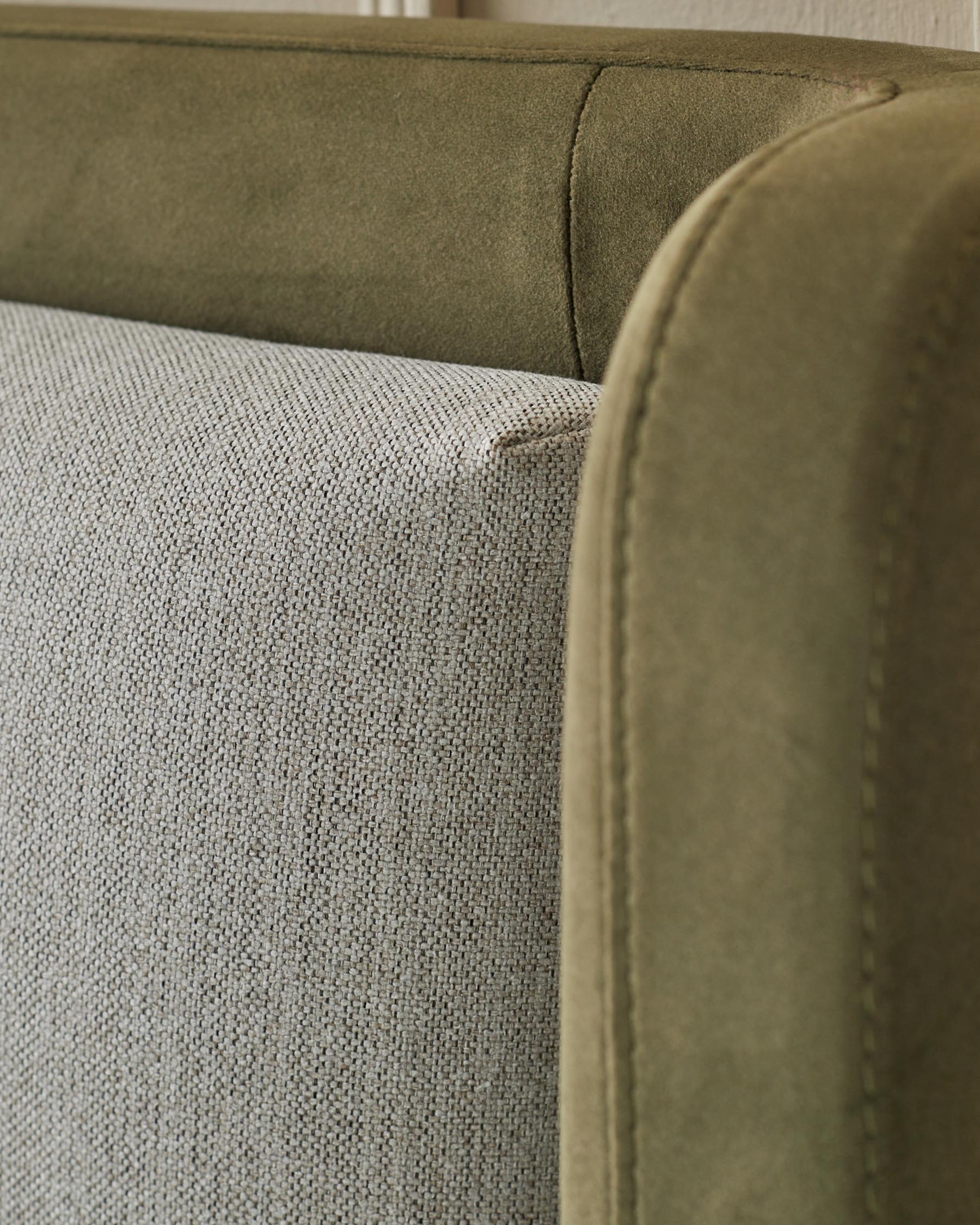 Lit coffre super king Grove en tissu naturel et velours vert olive