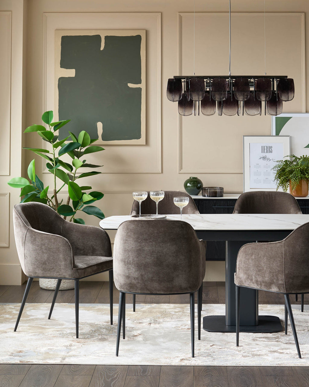 Chaise de salle à manger en tissu moka Harley