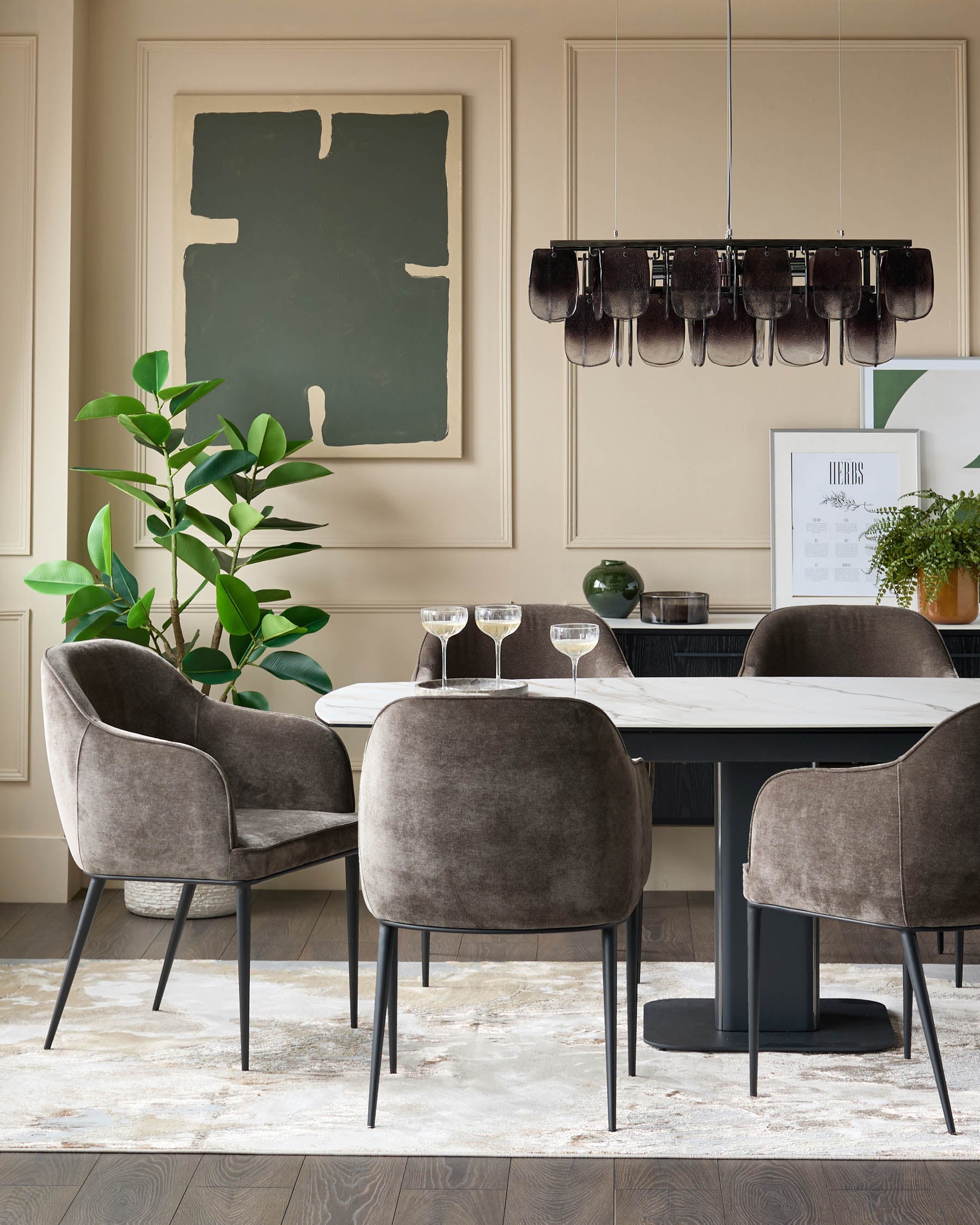 Chaise de salle à manger en tissu moka Harley