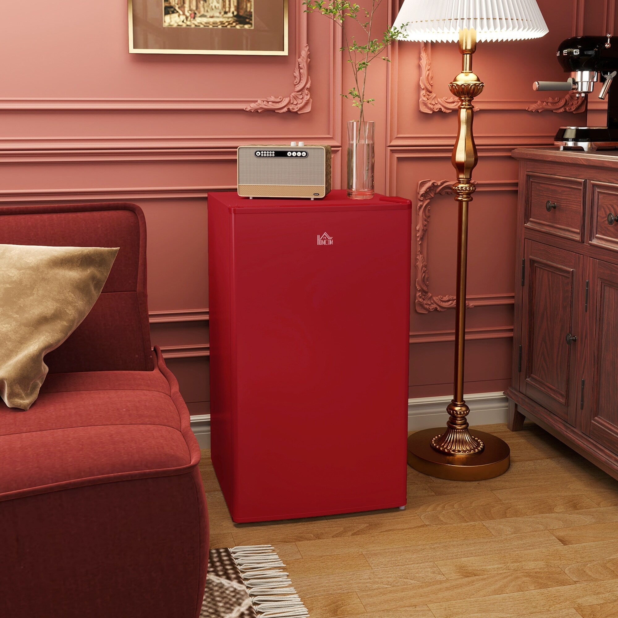 Mini-réfrigérateur HOMCOM de 3,2 pi³ avec congélateur, réfrigérateur compact à une porte avec thermostat réglable pour chambre à coucher