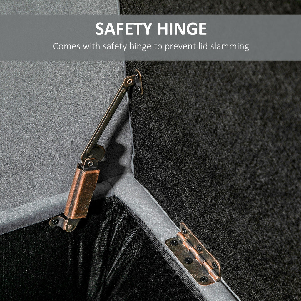 Banc ottoman de rangement capitonné à boutons HOMCOM, banc de lit rembourré avec accoudoirs roulés pour chambre, salon ou couloir