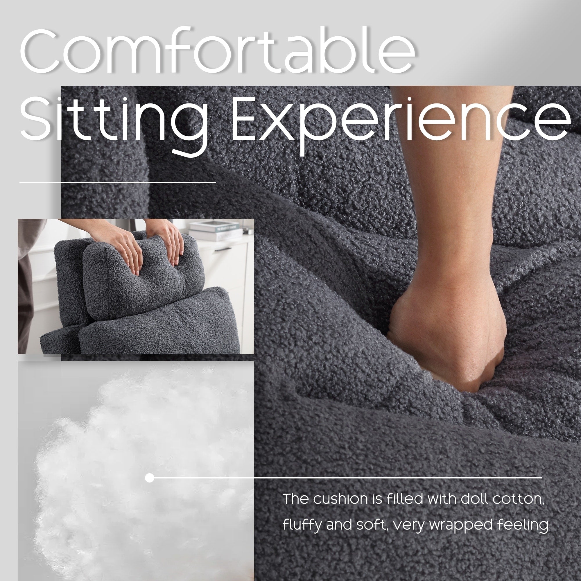 Fauteuil d'appoint HOMYKA avec dossier réglable et pouf de rangement