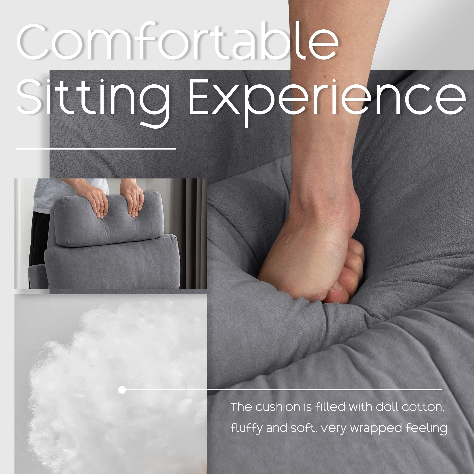 Fauteuil d'appoint HOMYKA avec dossier réglable et pouf de rangement