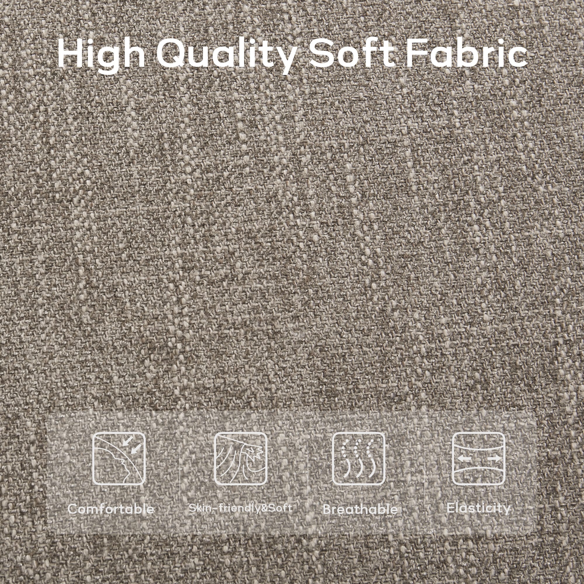 Banc d'entrée rembourré en tissu, banc de chambre pour bout de lit beige, bois massif 44 pouces