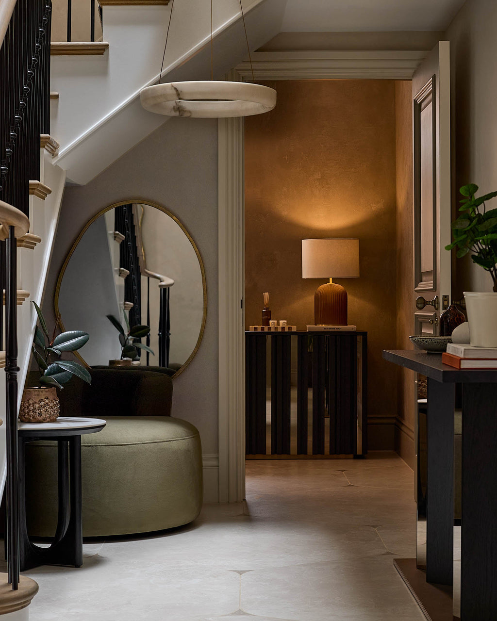 Table console en frêne noir de Hollande