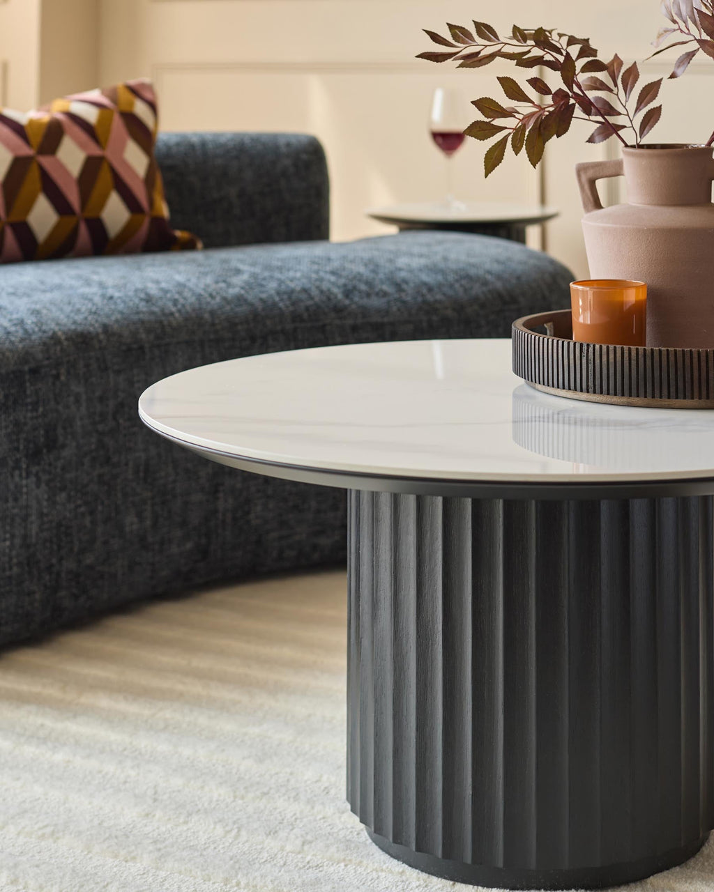 Table basse en céramique blanche Hanne