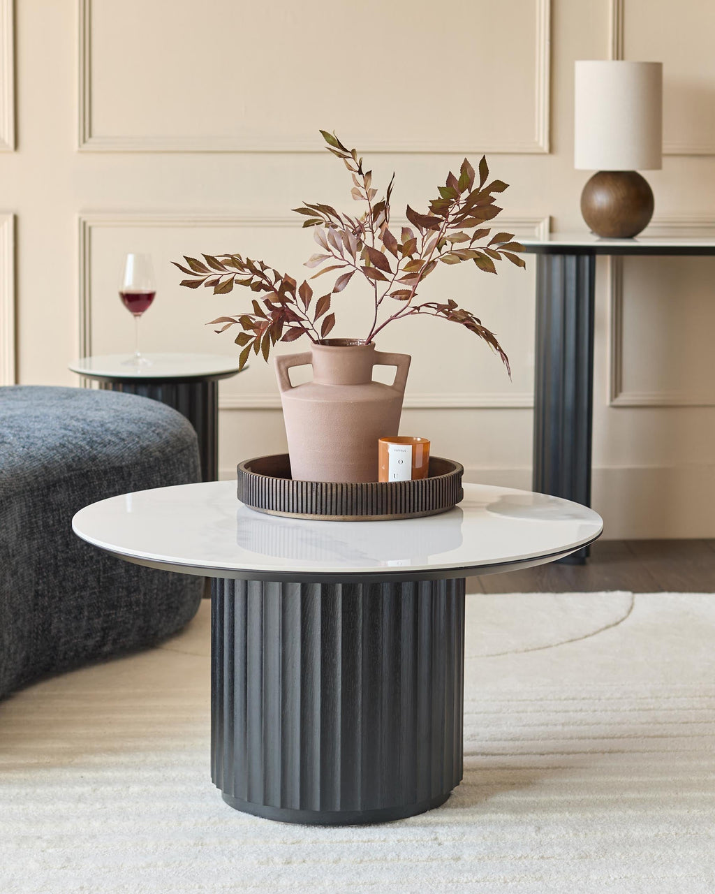 Table basse en céramique blanche Hanne