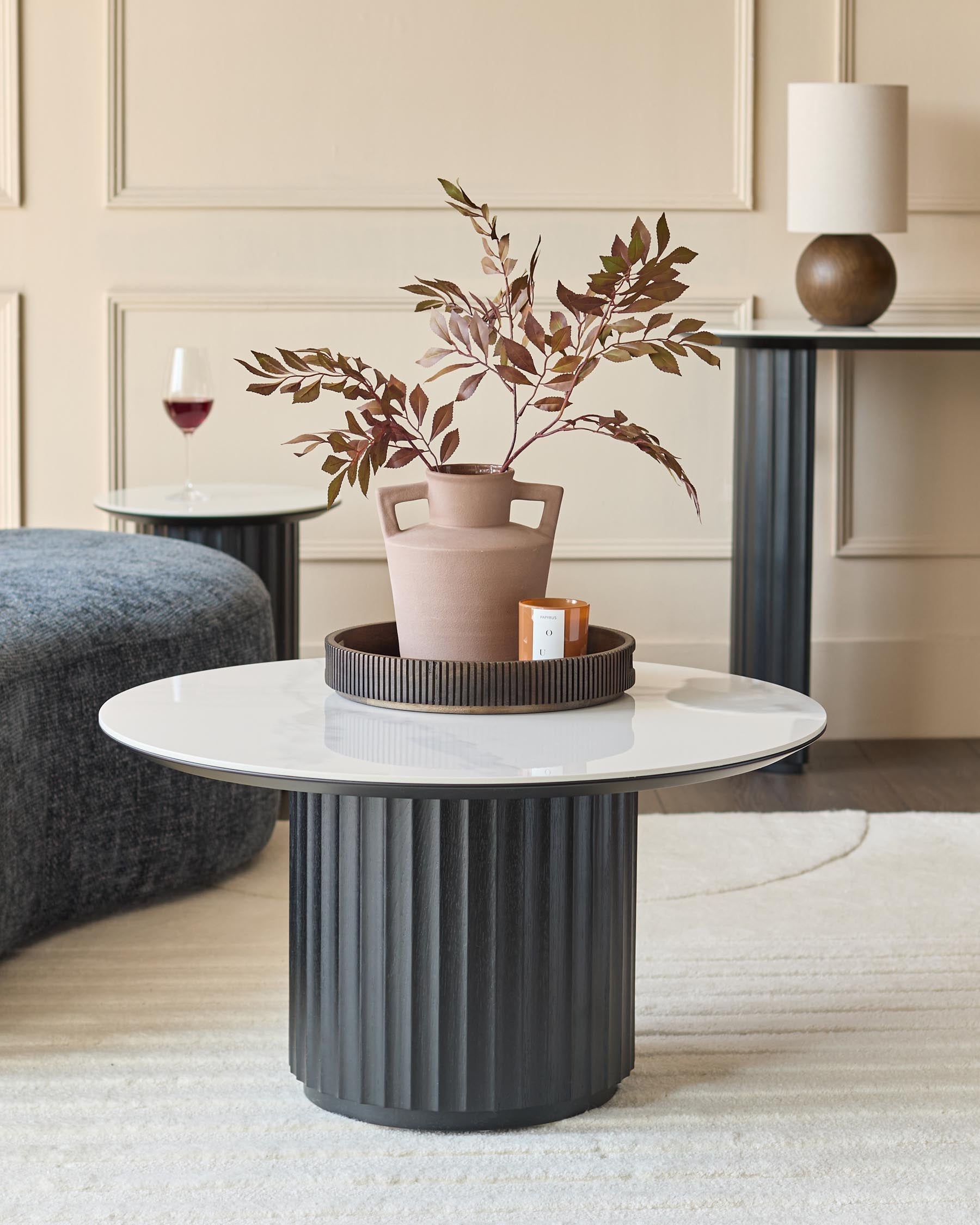 Table basse en céramique blanche Hanne