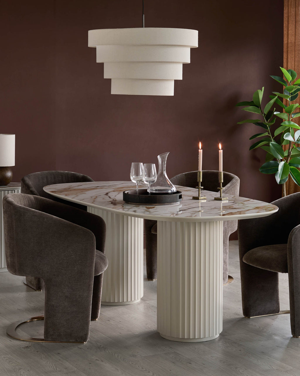 Table à manger Hanne en céramique naturelle 6 places