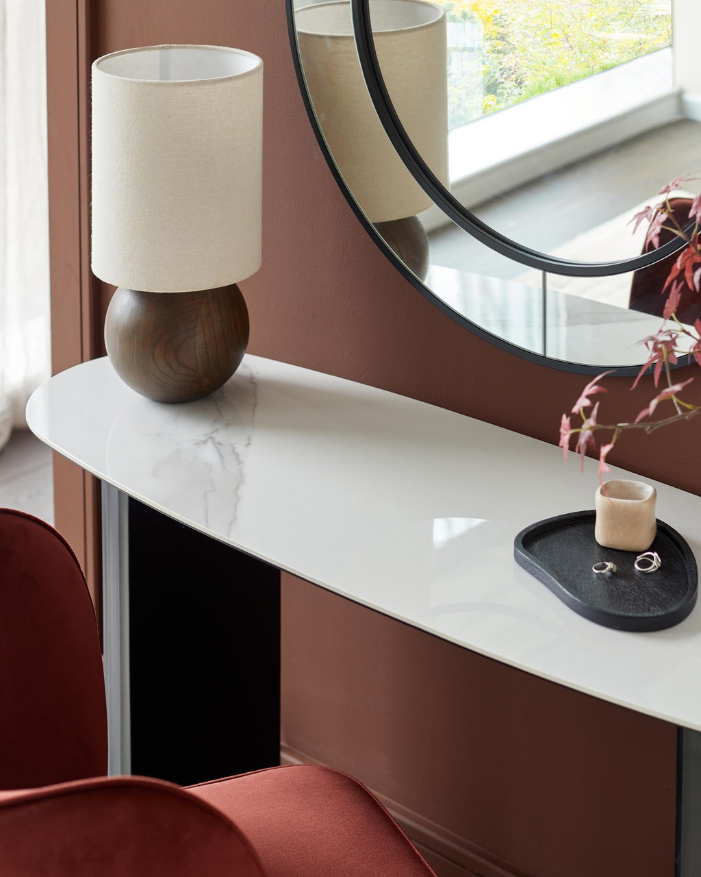 Table console en céramique blanche Hanne