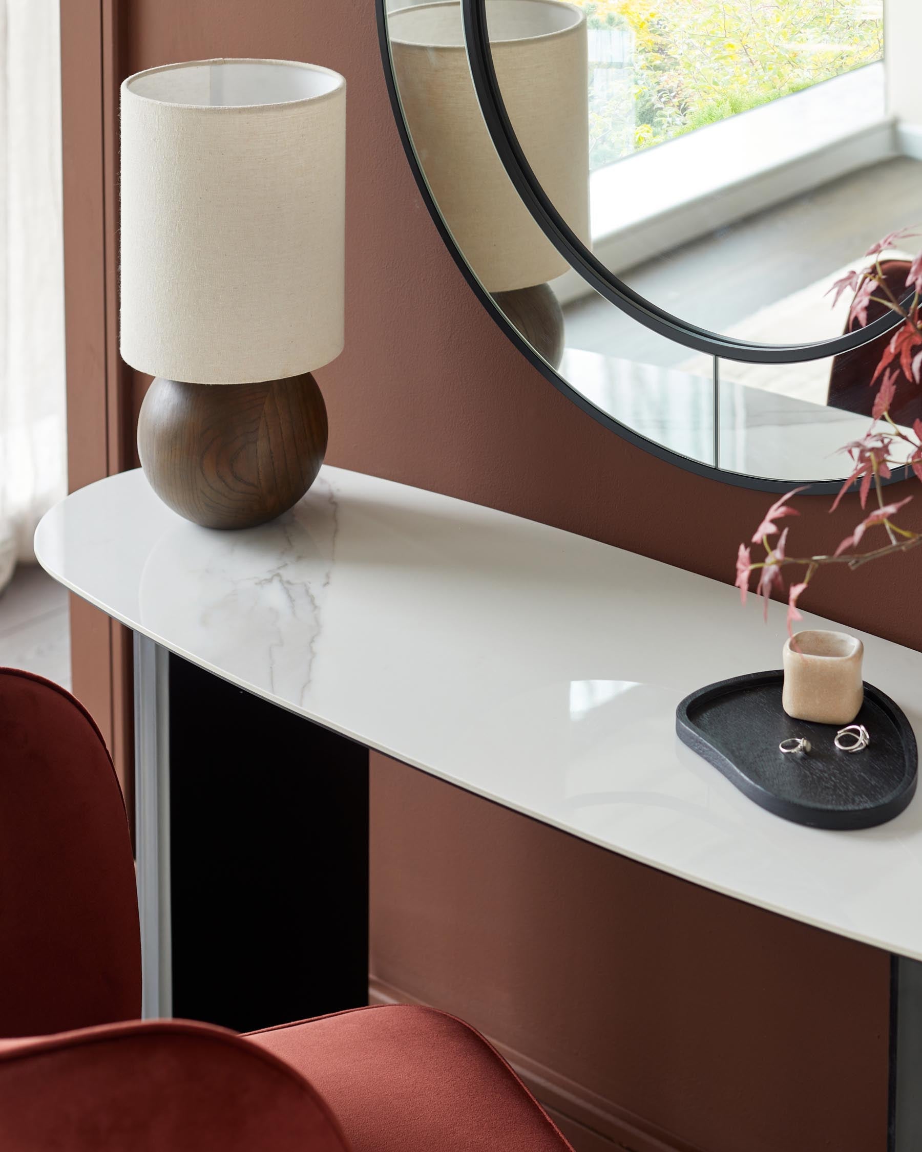 Table console en céramique blanche Hanne