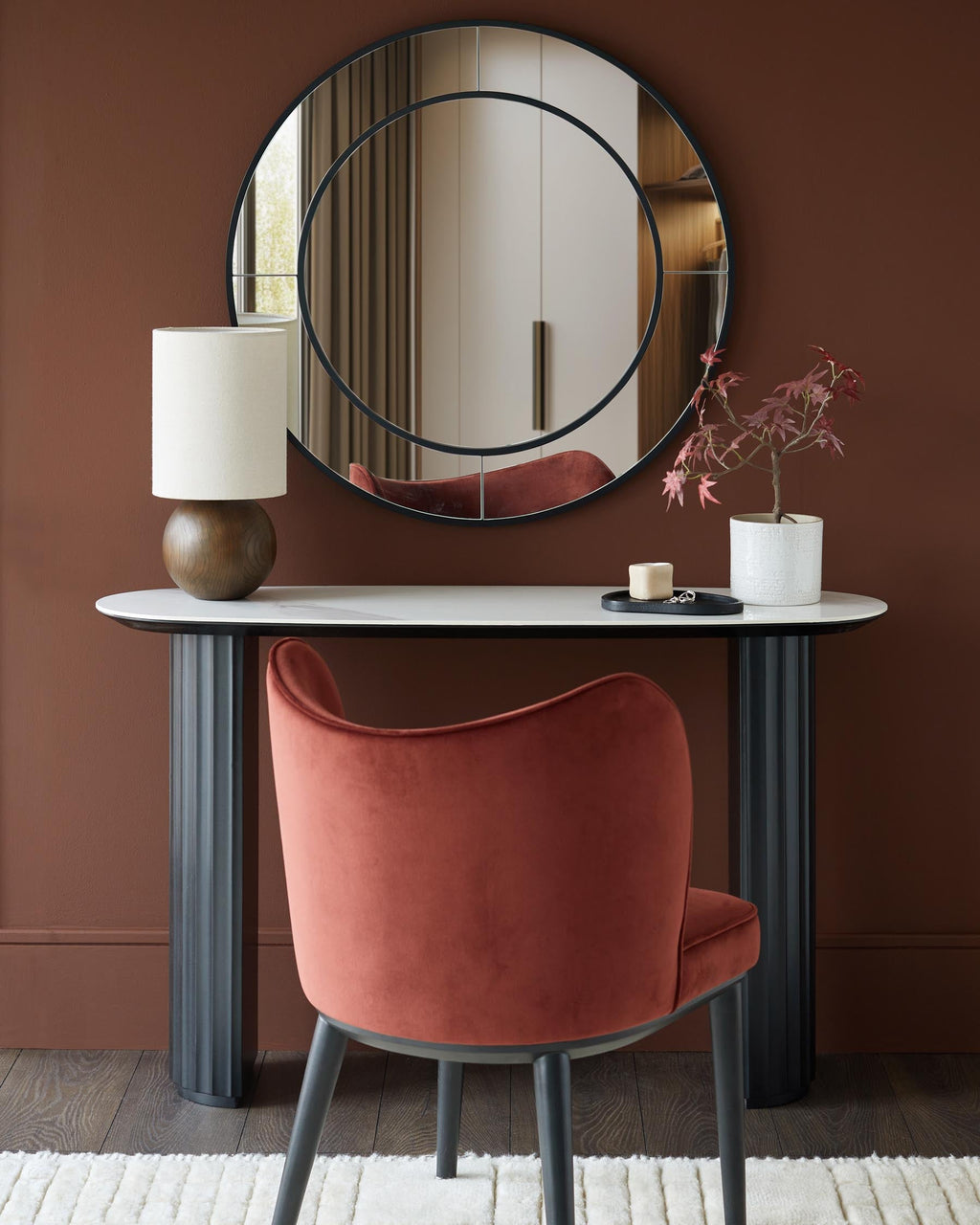 Table console en céramique blanche Hanne