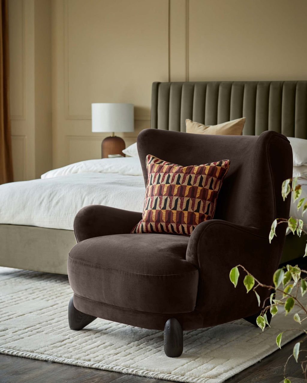 Fauteuil d'appoint Harlan en velours moka foncé