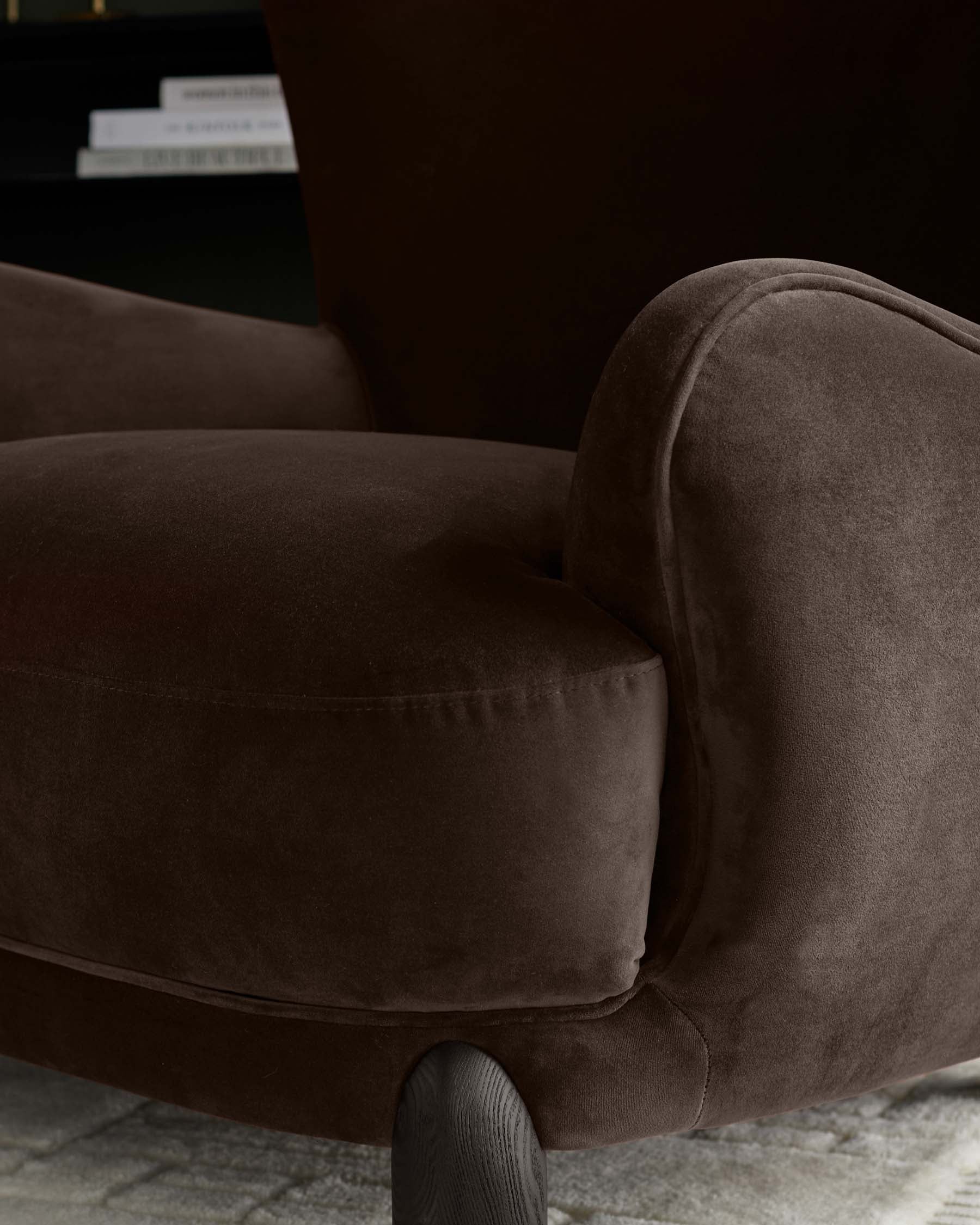 Fauteuil d'appoint Harlan en velours moka foncé