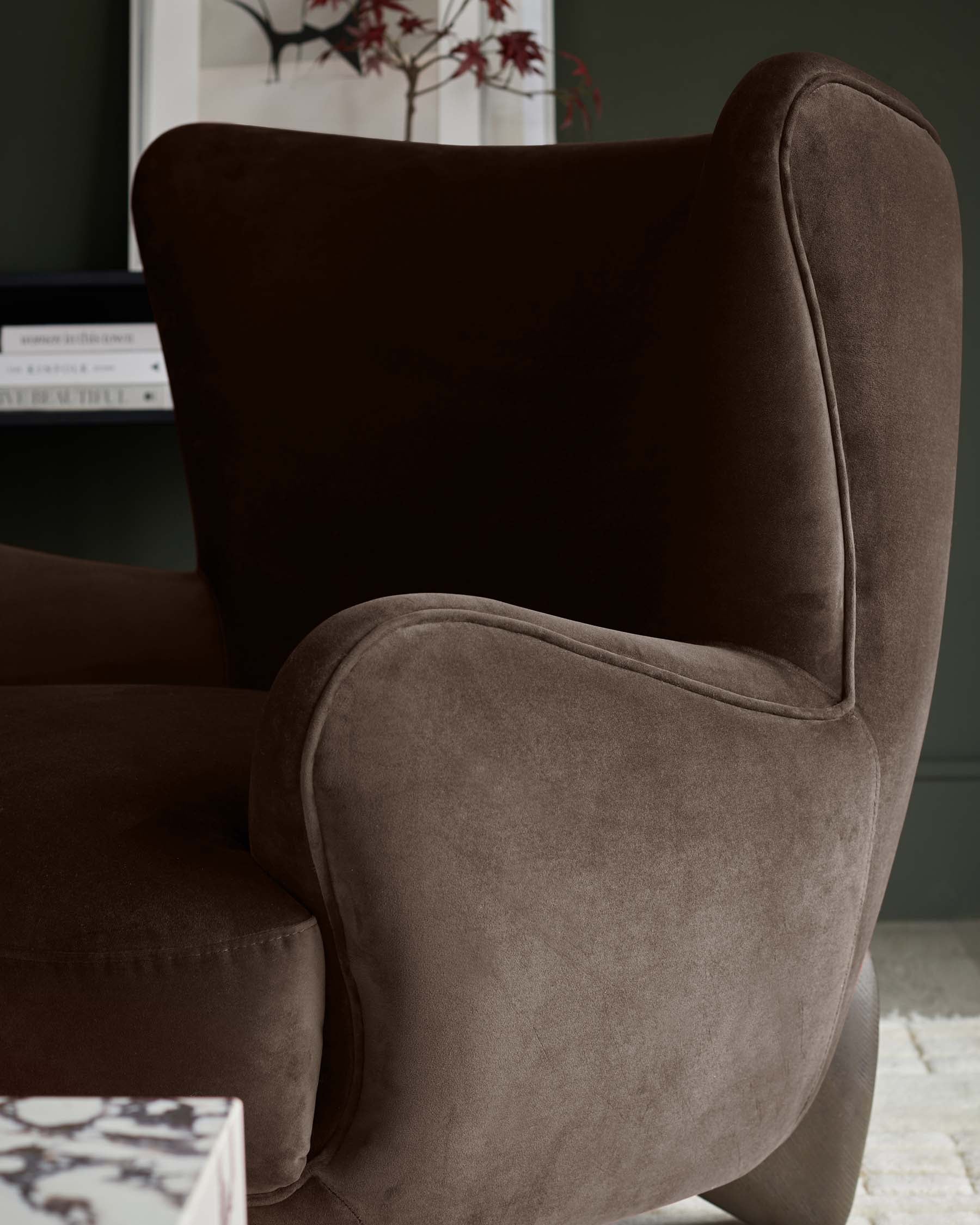 Fauteuil d'appoint Harlan en velours moka foncé