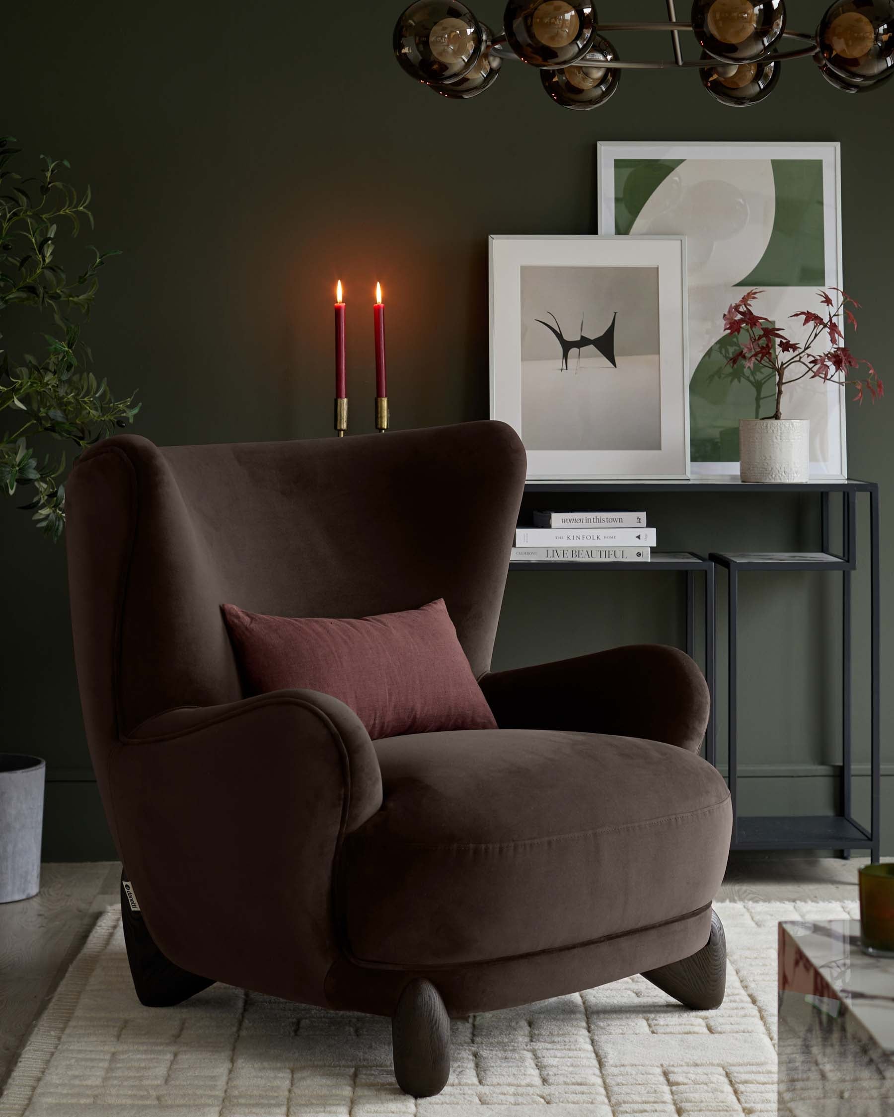 Fauteuil d'appoint Harlan en velours moka foncé