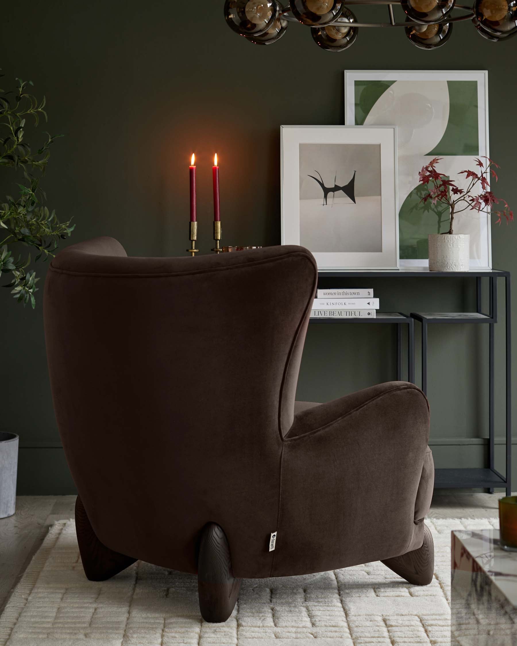 Fauteuil d'appoint Harlan en velours moka foncé