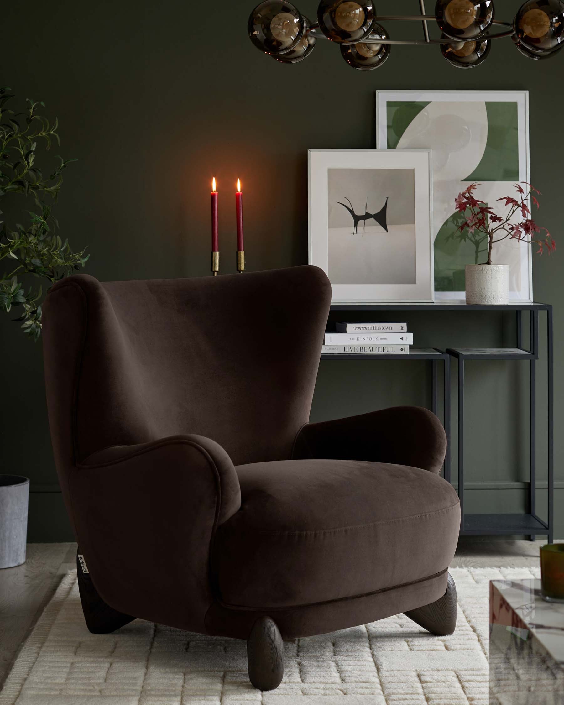 Fauteuil d'appoint Harlan en velours moka foncé