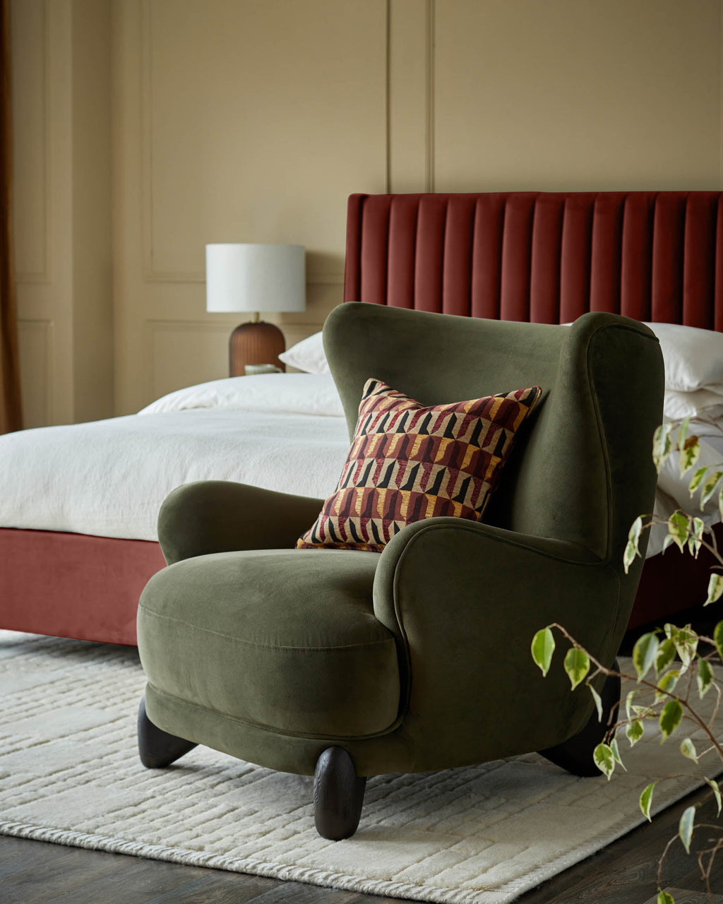 Fauteuil d'appoint Harlan en velours vert olive