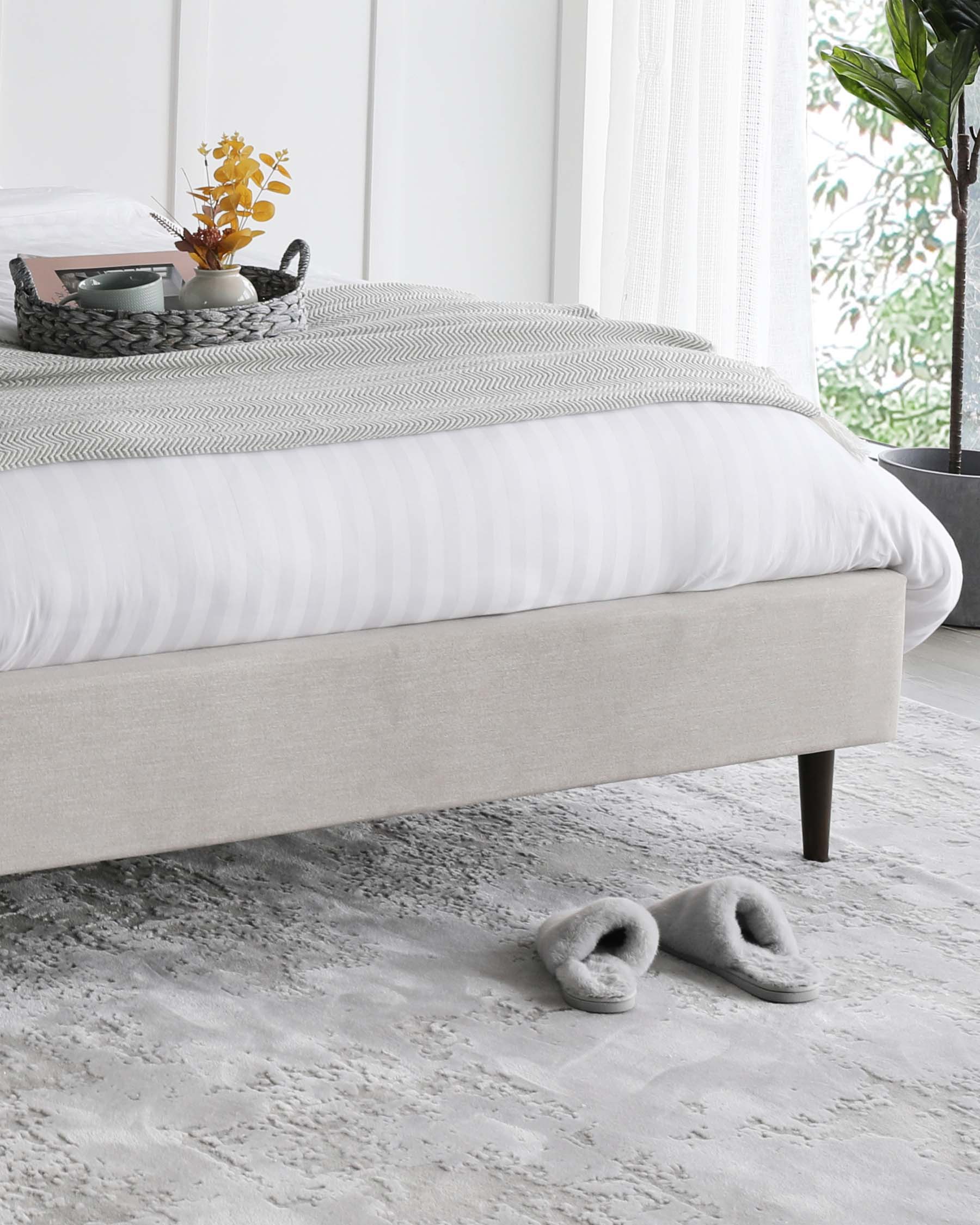 Lit double en tissu gris clair Harlow