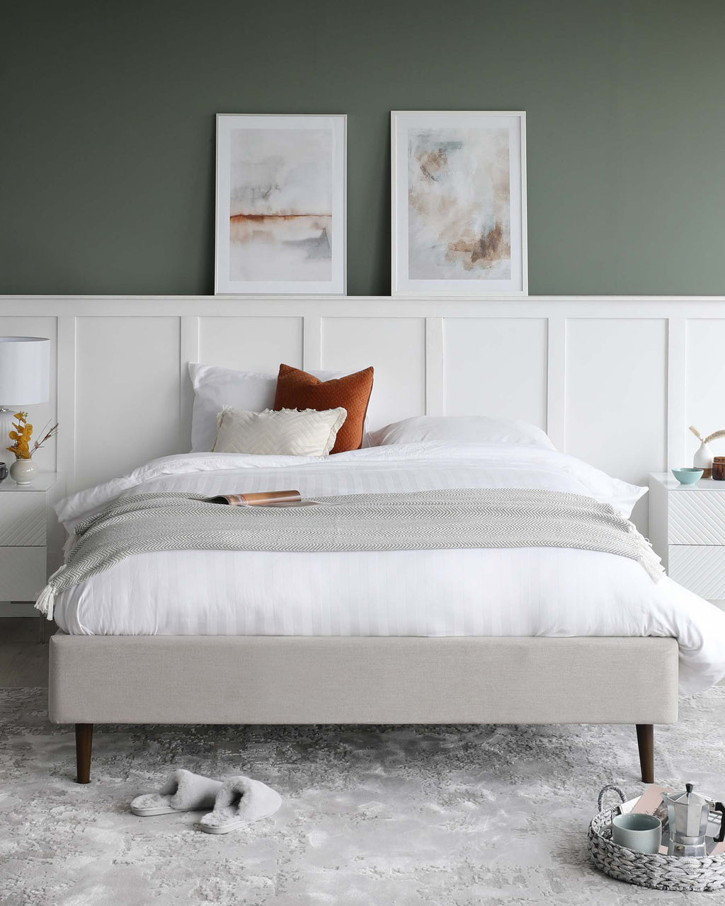 Lit double en tissu gris clair Harlow