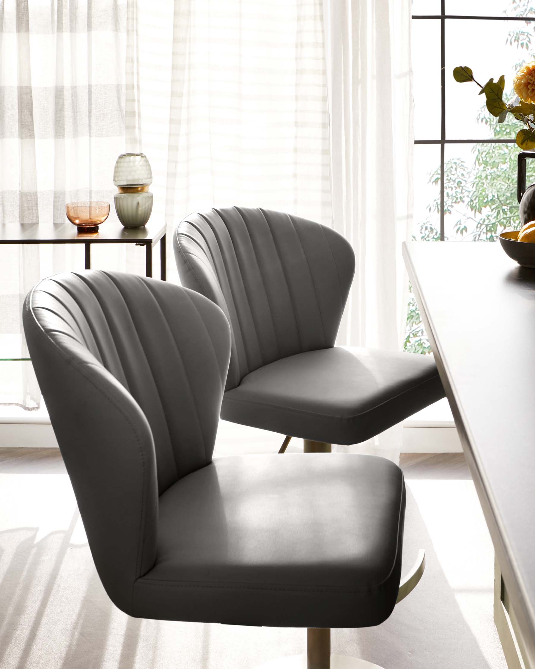 Tabouret de bar Harper à vérin à gaz en similicuir gris moyen