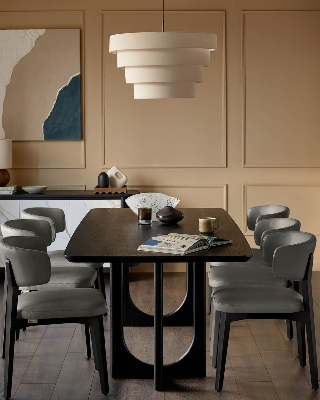 Chaise de salle à manger Harris en cuir gris foncé