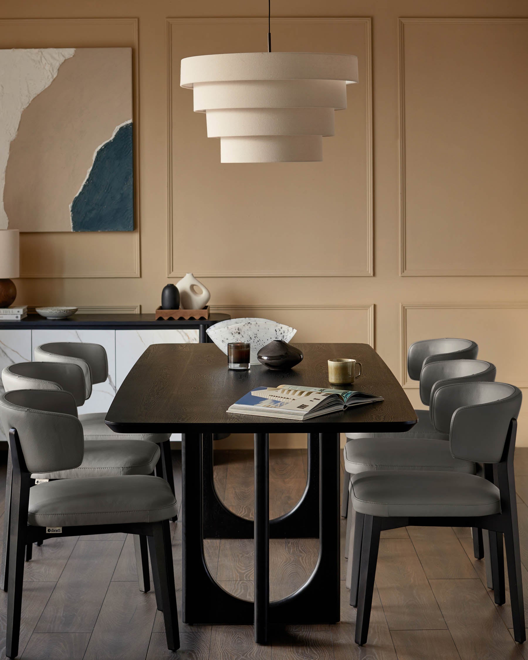 Chaise de salle à manger Harris en cuir gris foncé