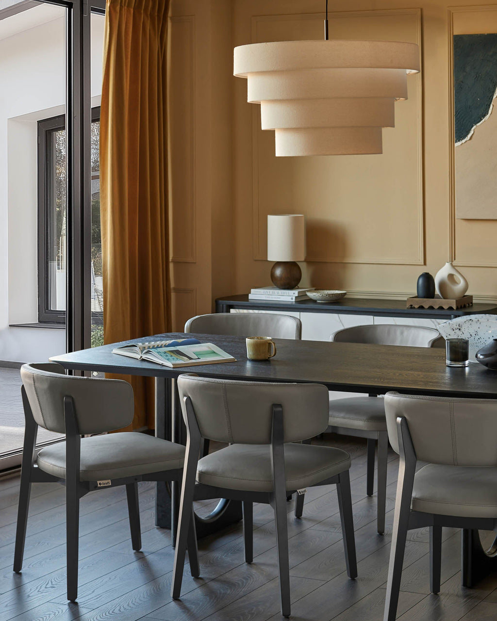 Chaise de salle à manger Harris en cuir gris foncé