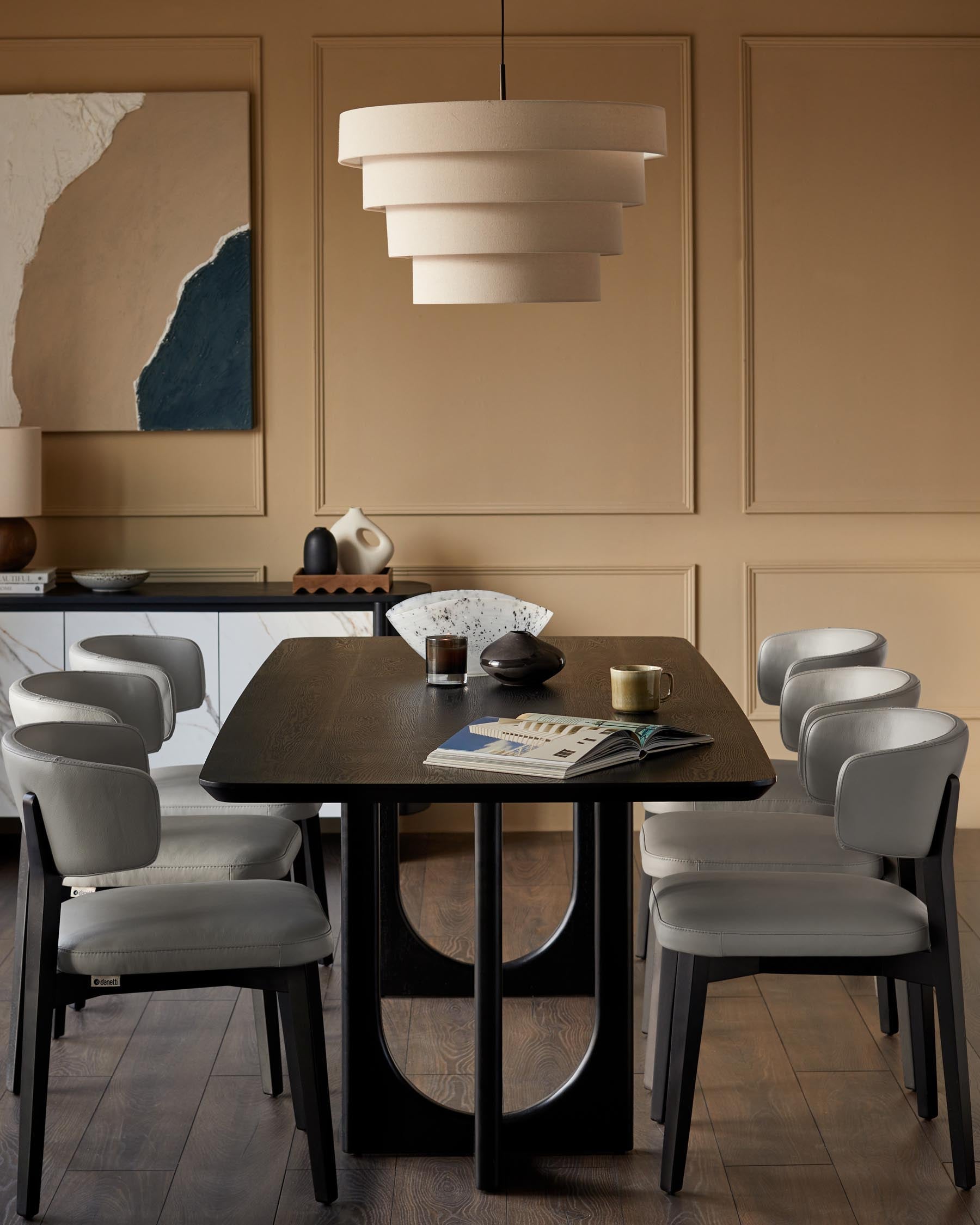 Chaise de salle à manger Harris en cuir gris clair