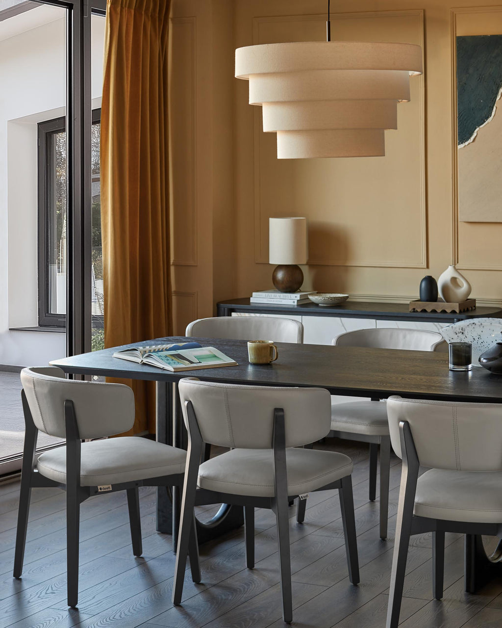 Chaise de salle à manger Harris en cuir gris clair