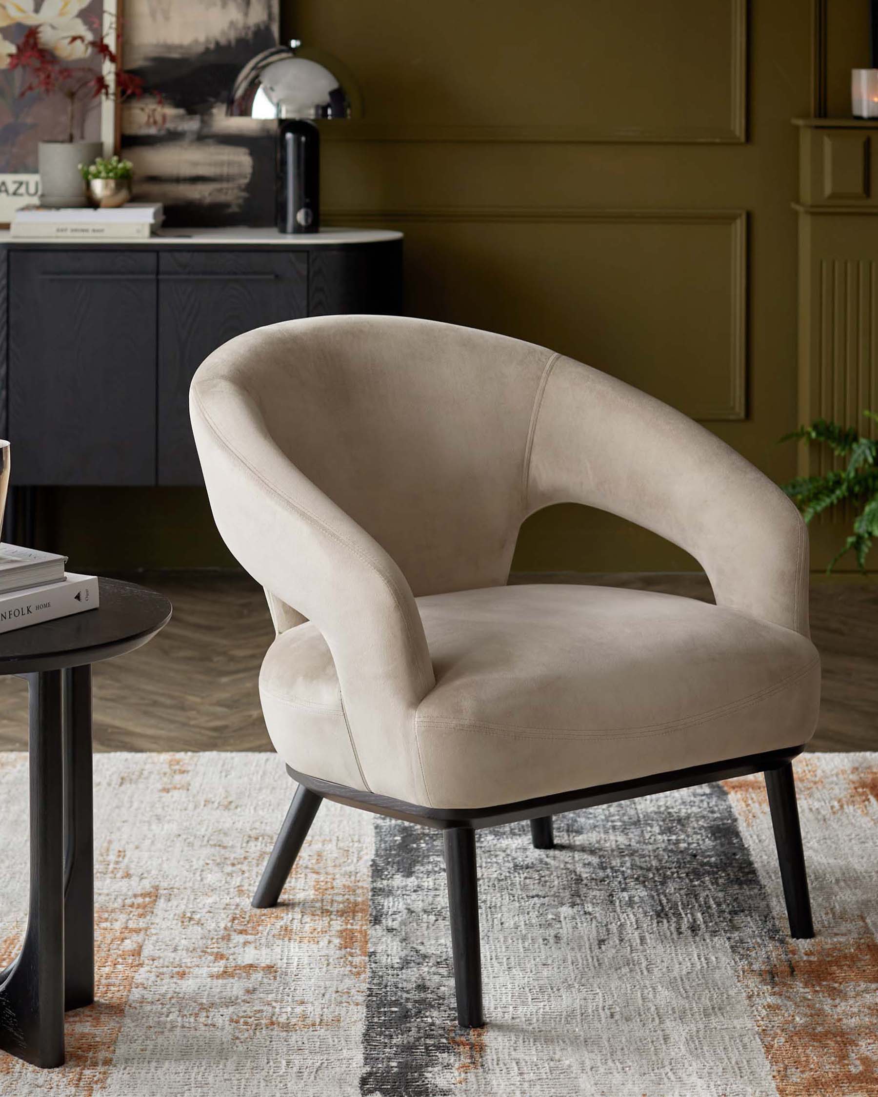 Fauteuil d'appoint en velours champagne Heath